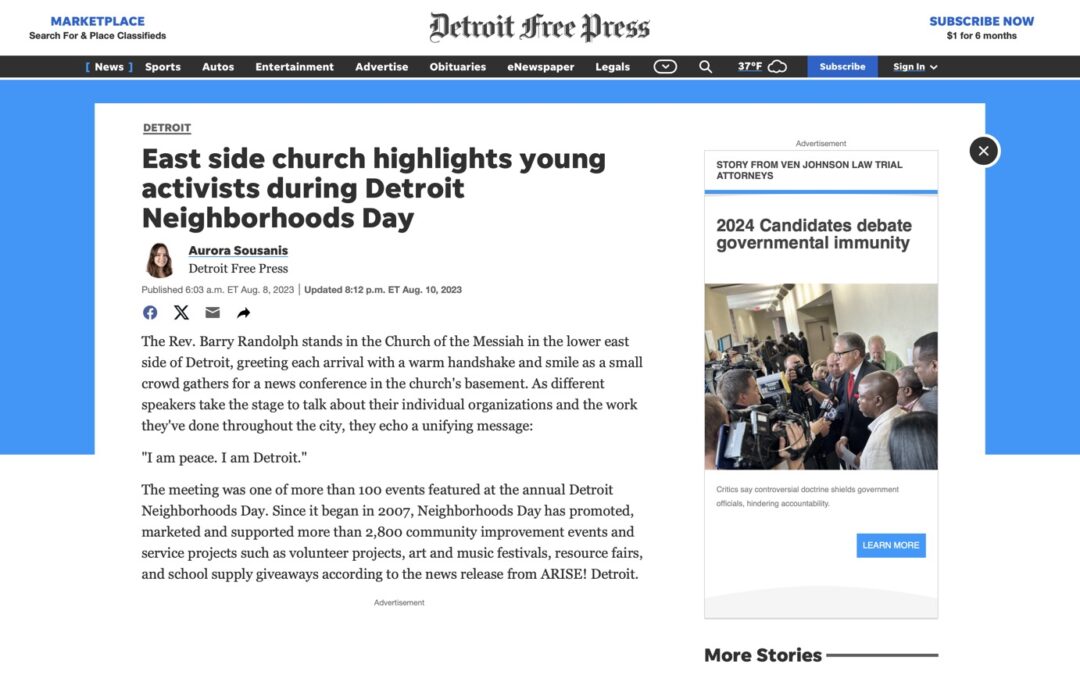 East Side Church Highlights Young Activists During Detroit Neighborhoods Day