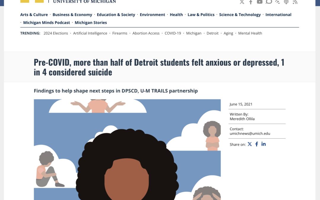 Pre-COVID, More Than Half of Detroit Students Felt Anxious or Depressed, 1 in 4 Considered Suicide